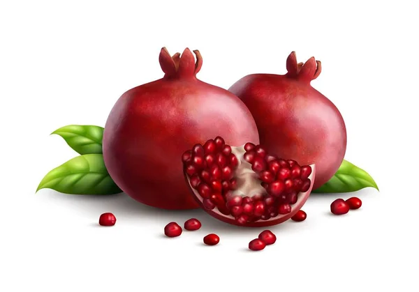 Pomegranate Realistic Composition — Stock Vector