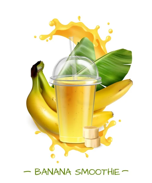Ρεαλιστική σύνθεση Smoothie μπανάνα — Διανυσματικό Αρχείο