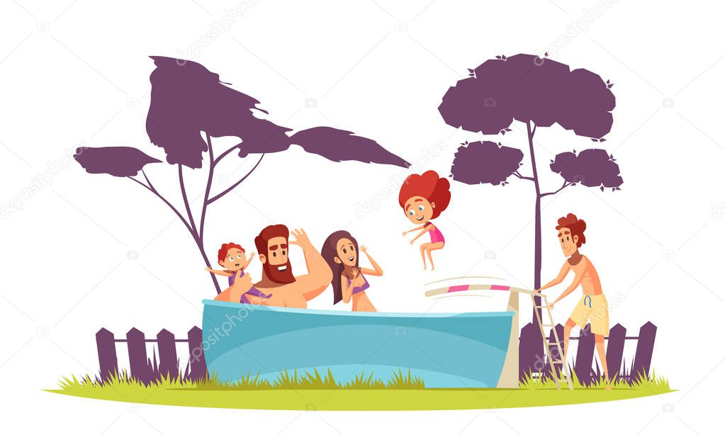 Family Active Holidays Pool Illustration