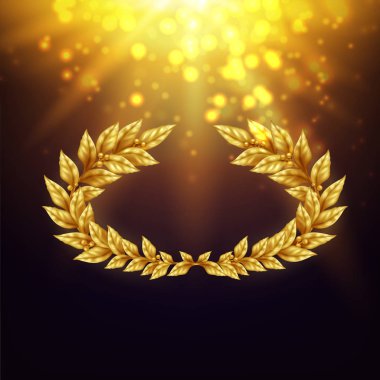 Shiny Background With Golden Laurel Wreath clipart