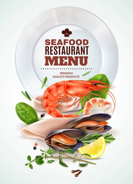 Poster Realistik Menu Seafood - Stok Vektor