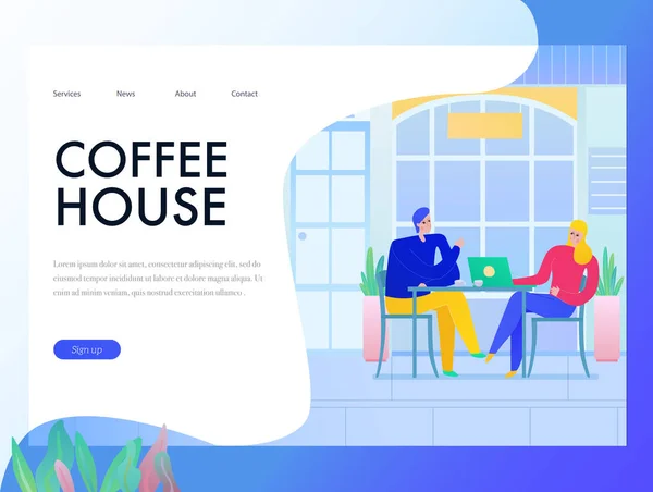 Banner de diseño plano Café — Vector de stock