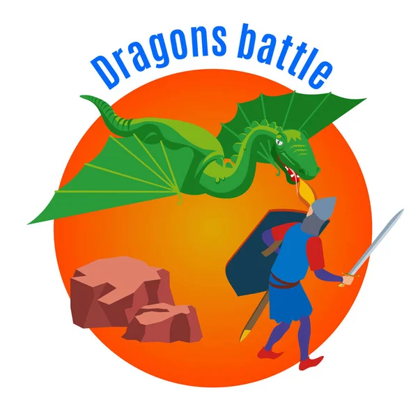 Dragones batalla ronda fondo — Archivo Imágenes Vectoriales