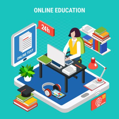Education Isometric Concept clipart