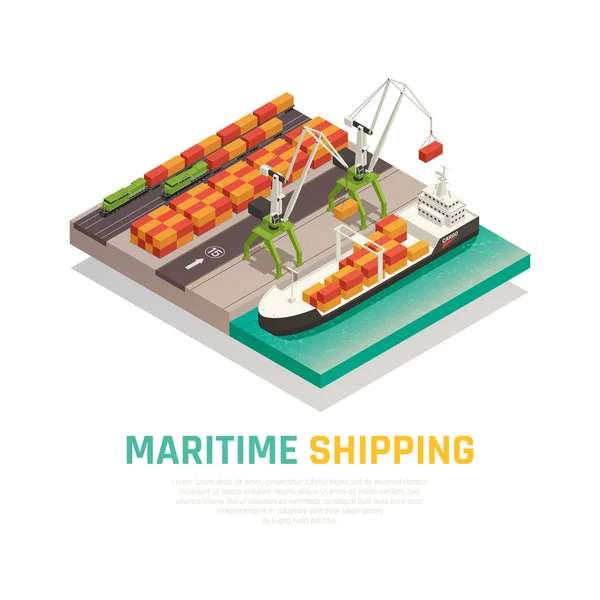 Maritime Shipping Isometric Composition — Stock Vector