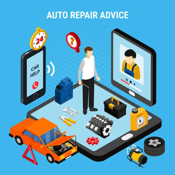 Concepto de asesoramiento de reparación de automóviles — Vector de stock