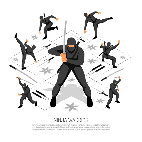Ninja Warrior Poster — Stock vektor
