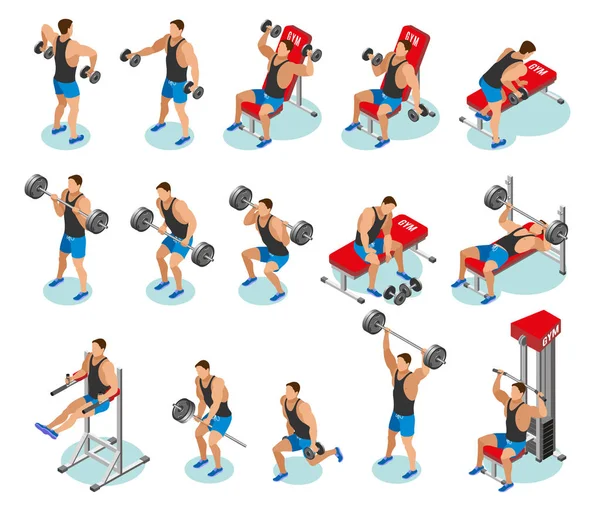 Body Building Isometrisch Icons — Stockvector