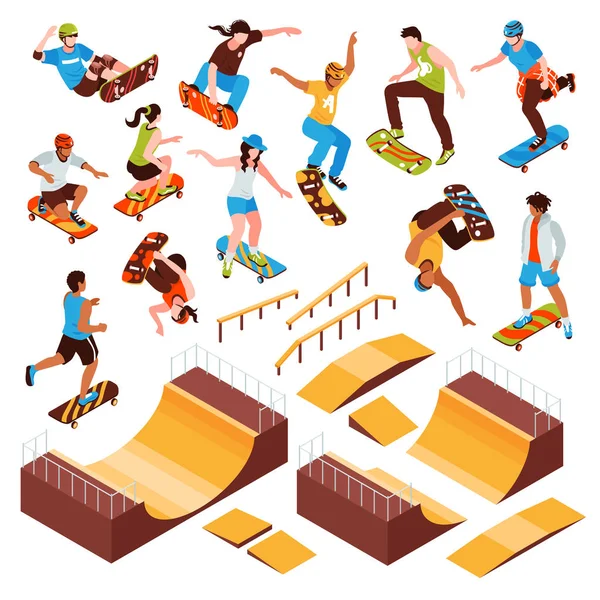 Skateboarding Park Constructor Set — Stock Vector