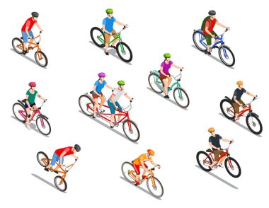 Bisikletçiler izometrik Icons Set