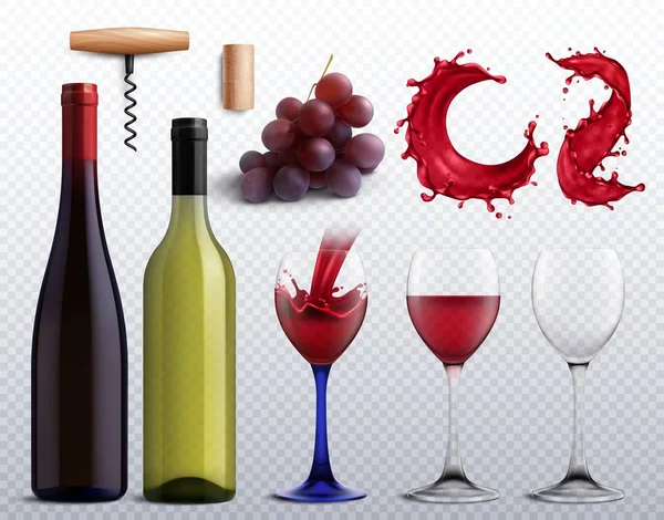 Vino Conjunto transparente — Vector de stock