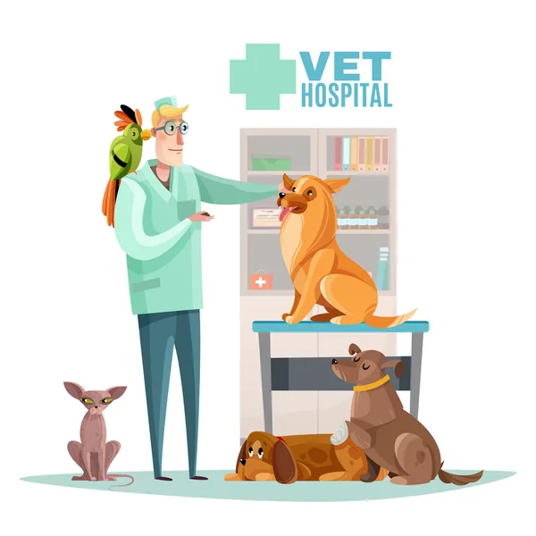 Hospital veterinario Mascotas Ilustración — Vector de stock