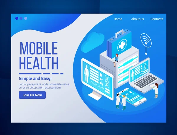 Mobiele gezondheid isometrische Design — Stockvector