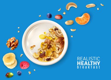 Müsli kahvaltı arka plan gerçekçi 