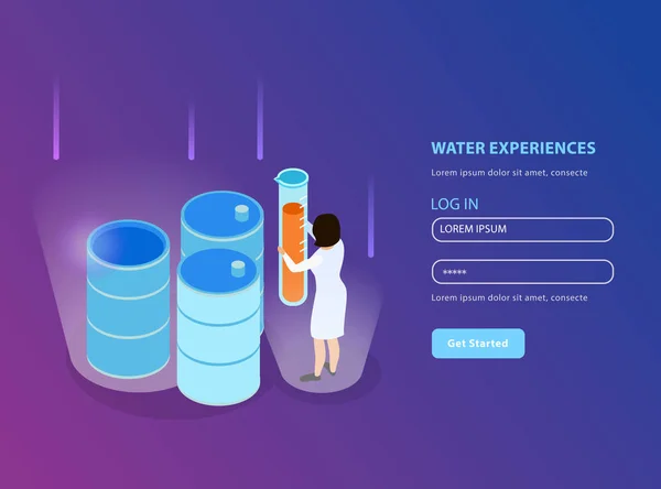 Water Purification Isometric Landing Page Composition — Stock Vector