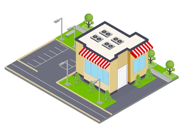 Clădiri comerciale Isometric Concept — Vector de stoc