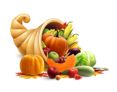 Cornucopia Full Of Vegetables And Fruits clipart