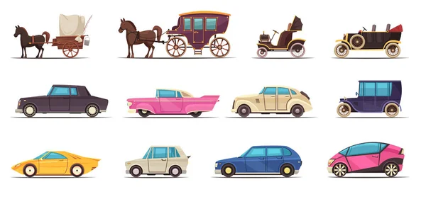 Old Modern Ground Transportation Set — Stock Vector