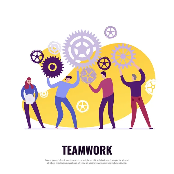 Teamwork Flat Concept — Stock Vector