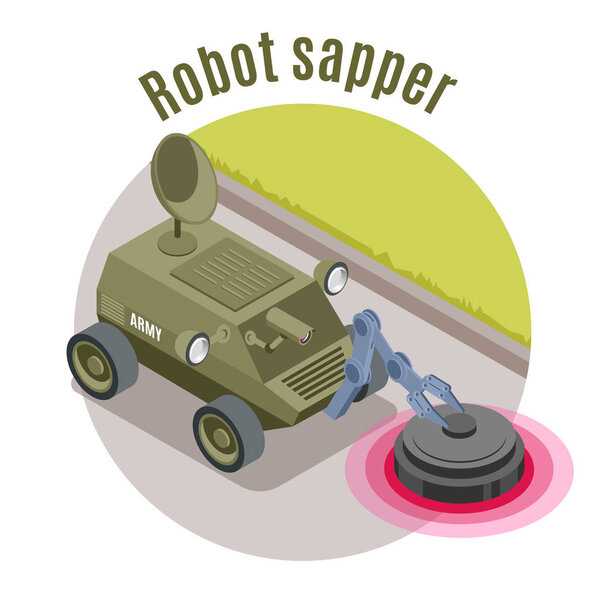 Military Robots Isometric Emblem