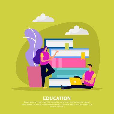 Eğitim Kütüphanesi düz arka plan