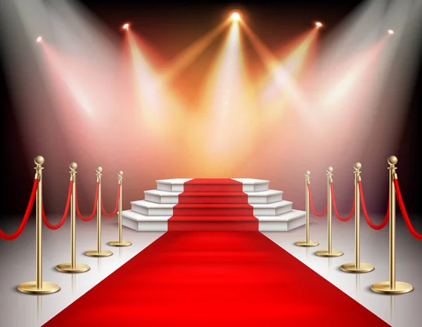 Realistic Red Carpet With Illumination — Stock Vector