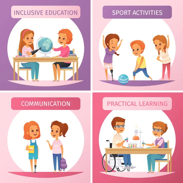 Inclusión Inclusive Education Icon Set — Vector de stock