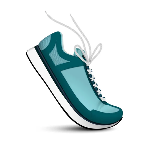 Beyaz ayakkabı bağcığı ile mavi spor ayakkabı — Stok Vektör