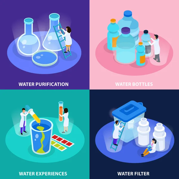 Water Purification Isometric Icon Set — Stock Vector