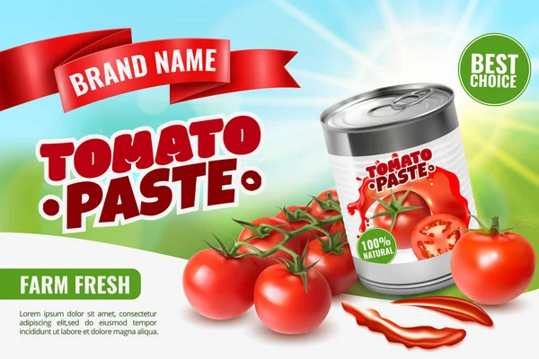 Διαφήμιση αφίσα πάστα ντομάτας — Διανυσματικό Αρχείο