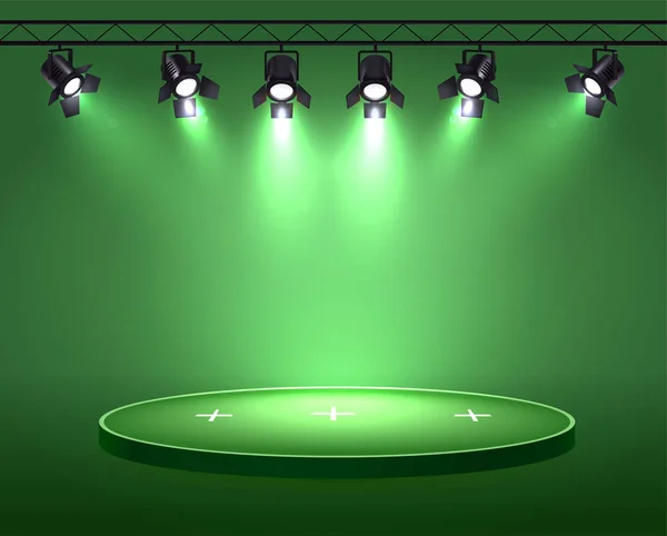 Green Spotlight Arena Composition — Stock Vector