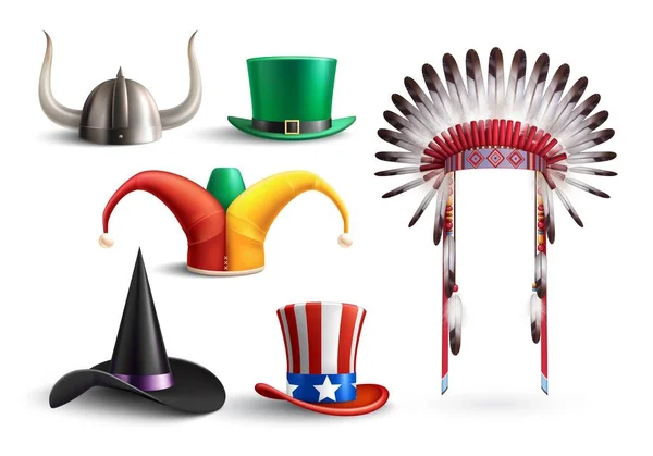 Традиционные шляпы для маскарада — стоковый вектор
