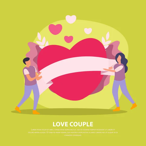 Couple d'amour vert fond plat — Image vectorielle