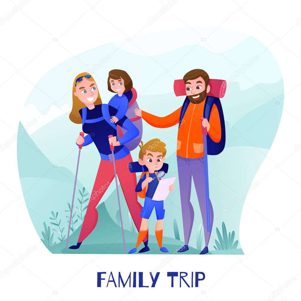Family Travelers Illustration
