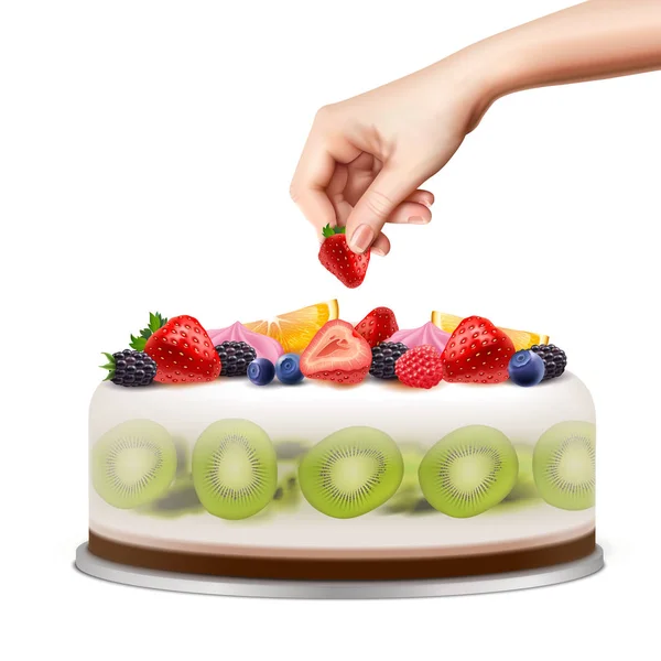 Birthday Cake Realistic Image — Stock Vector