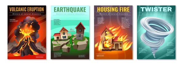 Conjunto de cartazes de desastres naturais — Vetor de Stock