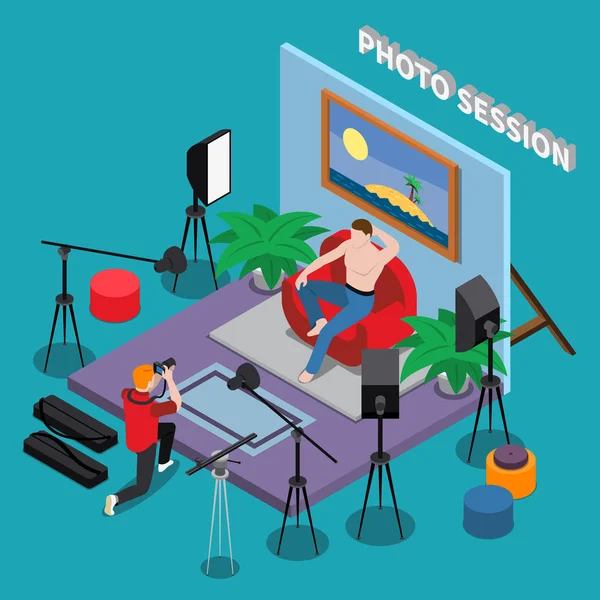 Photo Session Isometric Background — Stock Vector