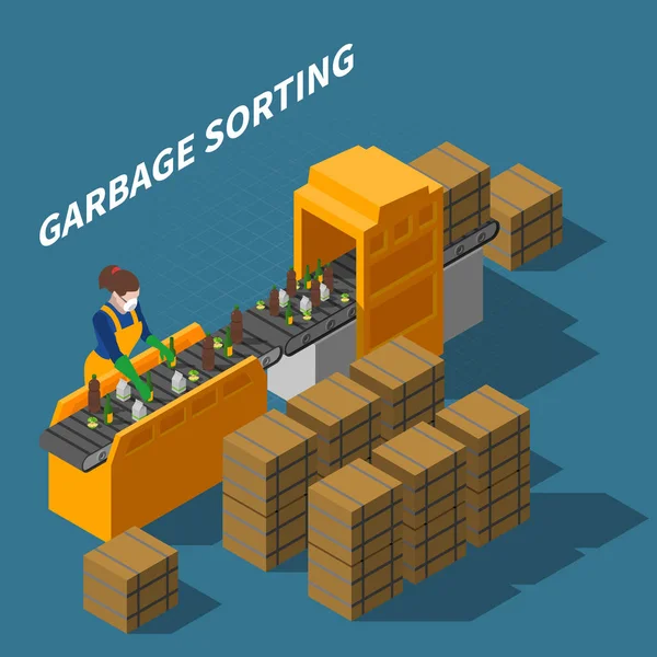 Composizione del trasportatore di smistamento della spazzatura — Vettoriale Stock