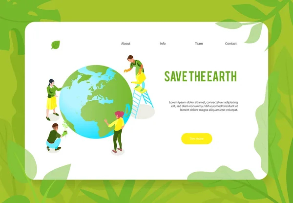 Rädda jorden webbplats Banner — Stock vektor