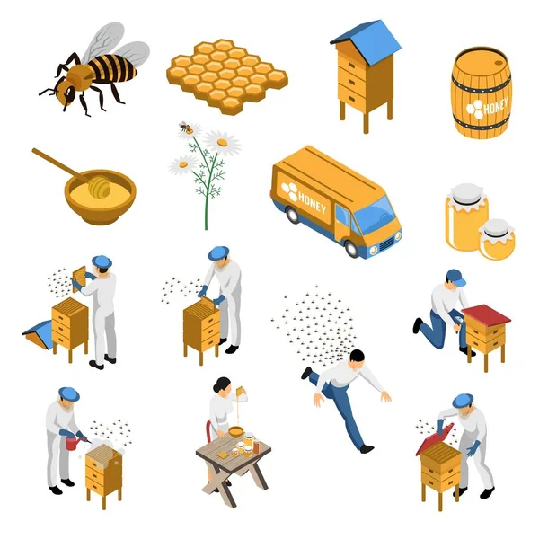 养蜂人蜂蜜等几元套装 — 图库矢量图片