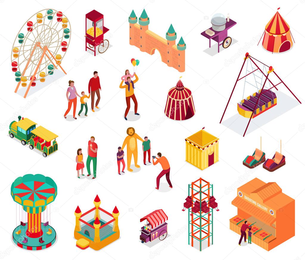 Amusement Park Isometric Set