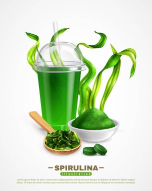 Spirulina gerçekçi arka plan afiş