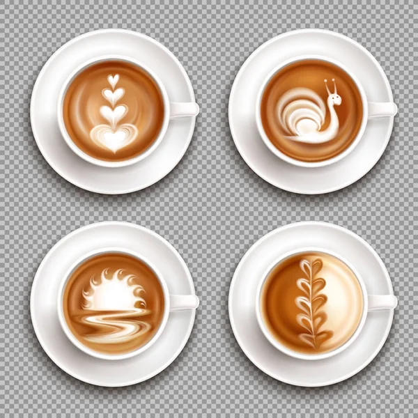 Conjunto de ícones Latte Art Top View —  Vetores de Stock