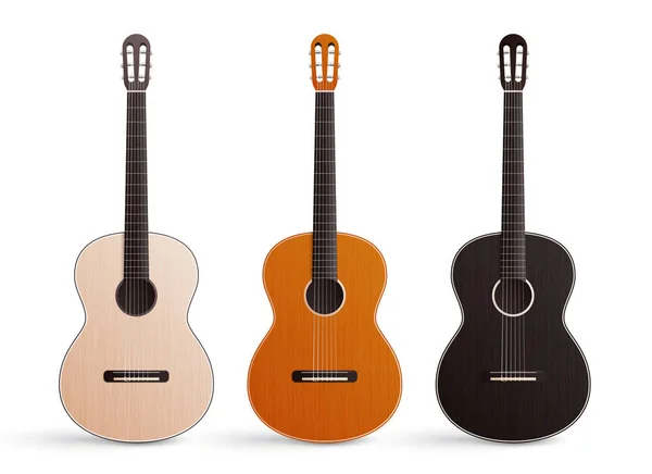 Guitarra clássica Conjunto realista — Vetor de Stock