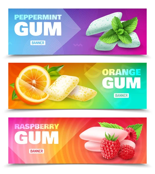 Realistic Chewing Gum Banners — Stock Vector