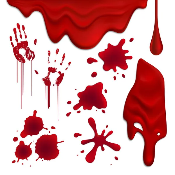 Blots de sangue conjunto realista —  Vetores de Stock