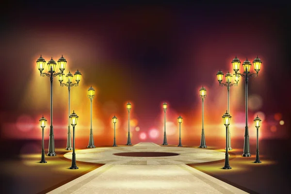 Lumières de rue colorées Composition réaliste — Image vectorielle