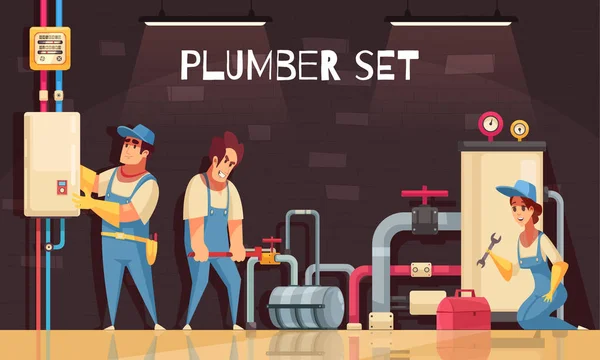 Plombiers au travail Illustration — Image vectorielle