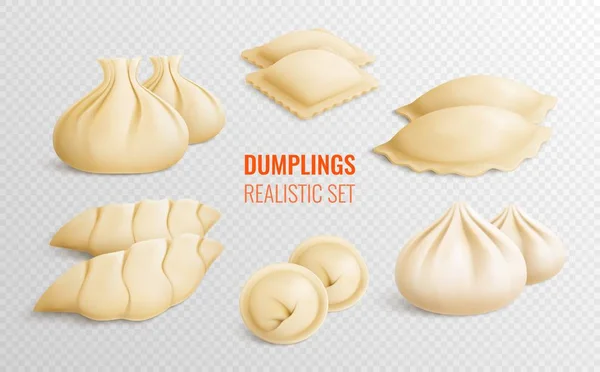 Dumplings realistisk uppsättning — Stock vektor