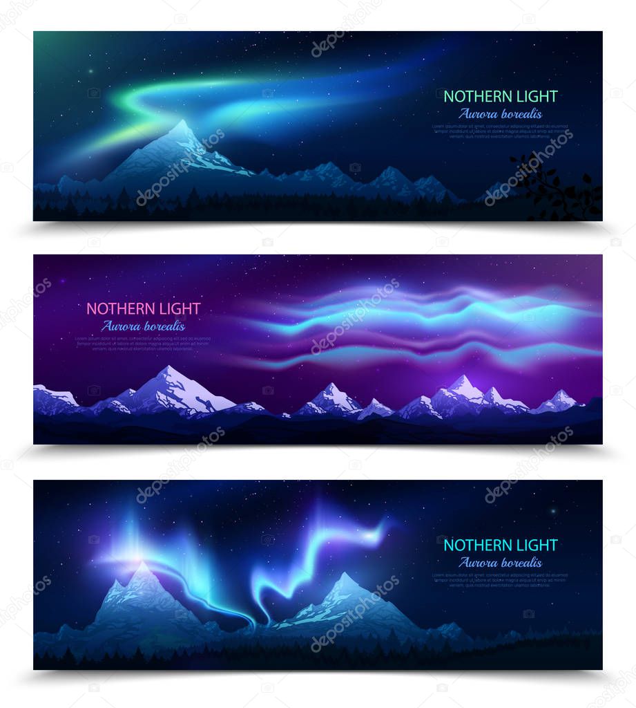 Northern Lights Realistic Banners 